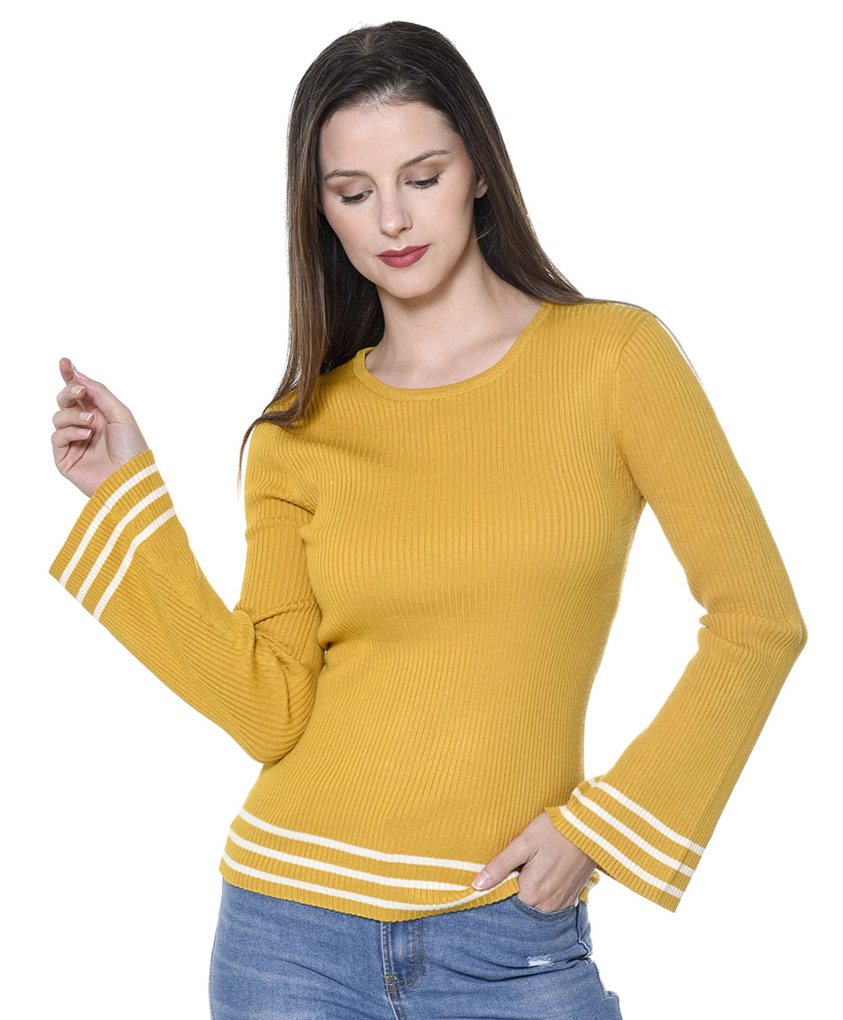 SWEATER MANGA FLARE LISTAS SWEATER MANGA FLARE LISTAS