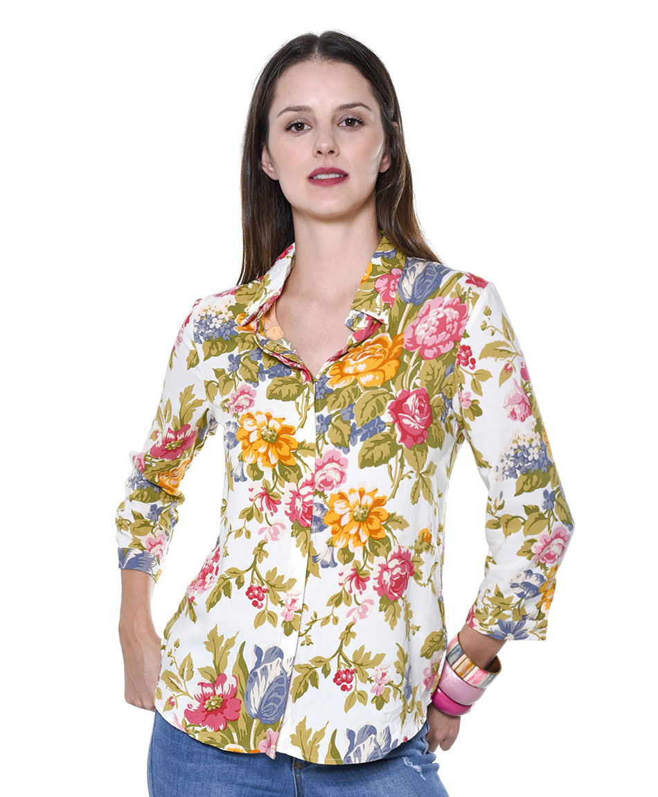 BLUSA ESTAMPADA FLORES BLU GIRL - Tricot.cl