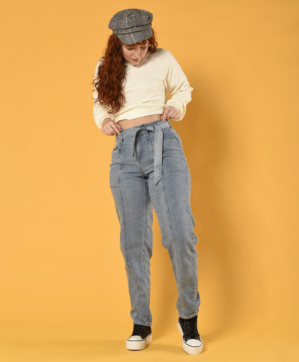 JEANS MOM LAZO BLU GIRL - Tricot.cl
